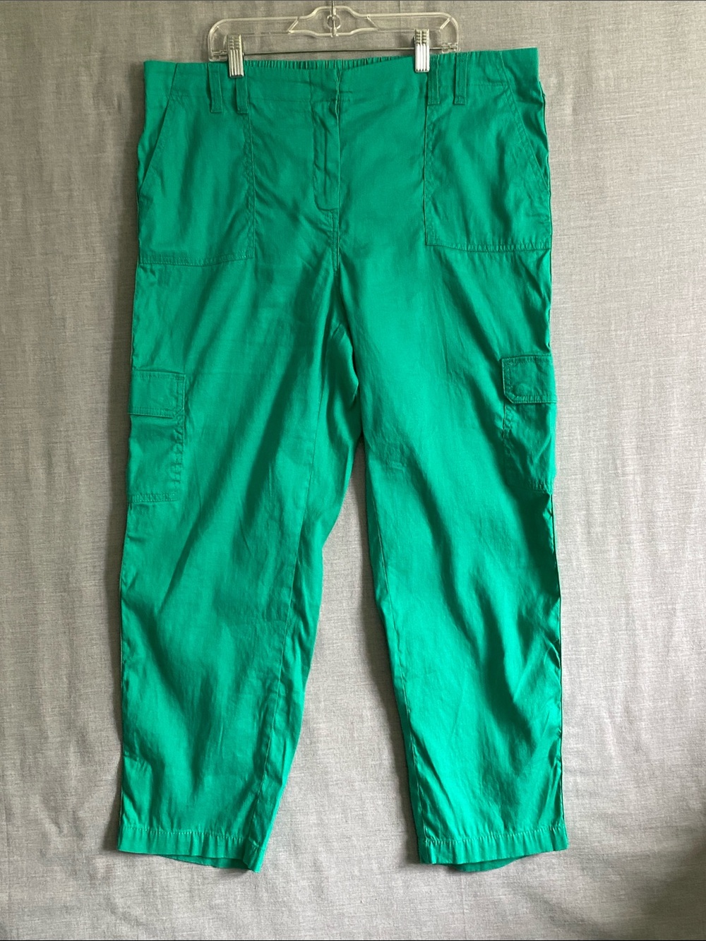Chico's Crop Linen Blend Cargo Pants Emerald Green Size 2.5 / Large Snaps